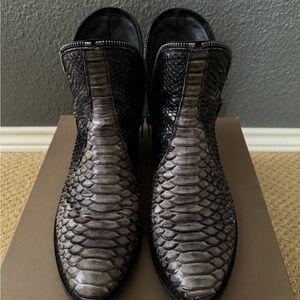 Pantanetti Black and Gray Leather Boots